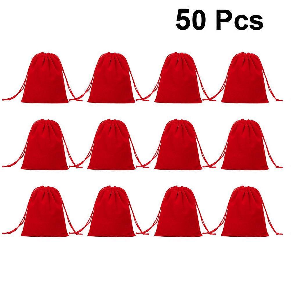 Elegant Red Plush Drawstring Gift Bag For Jewelry Storage Suitable For Festivals 150 Pcs