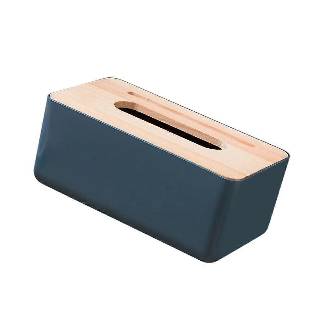 1PC Simple Design Tissue Box Ideal For Office Restaurant Use Features Wear-resistant Dark Blue Color