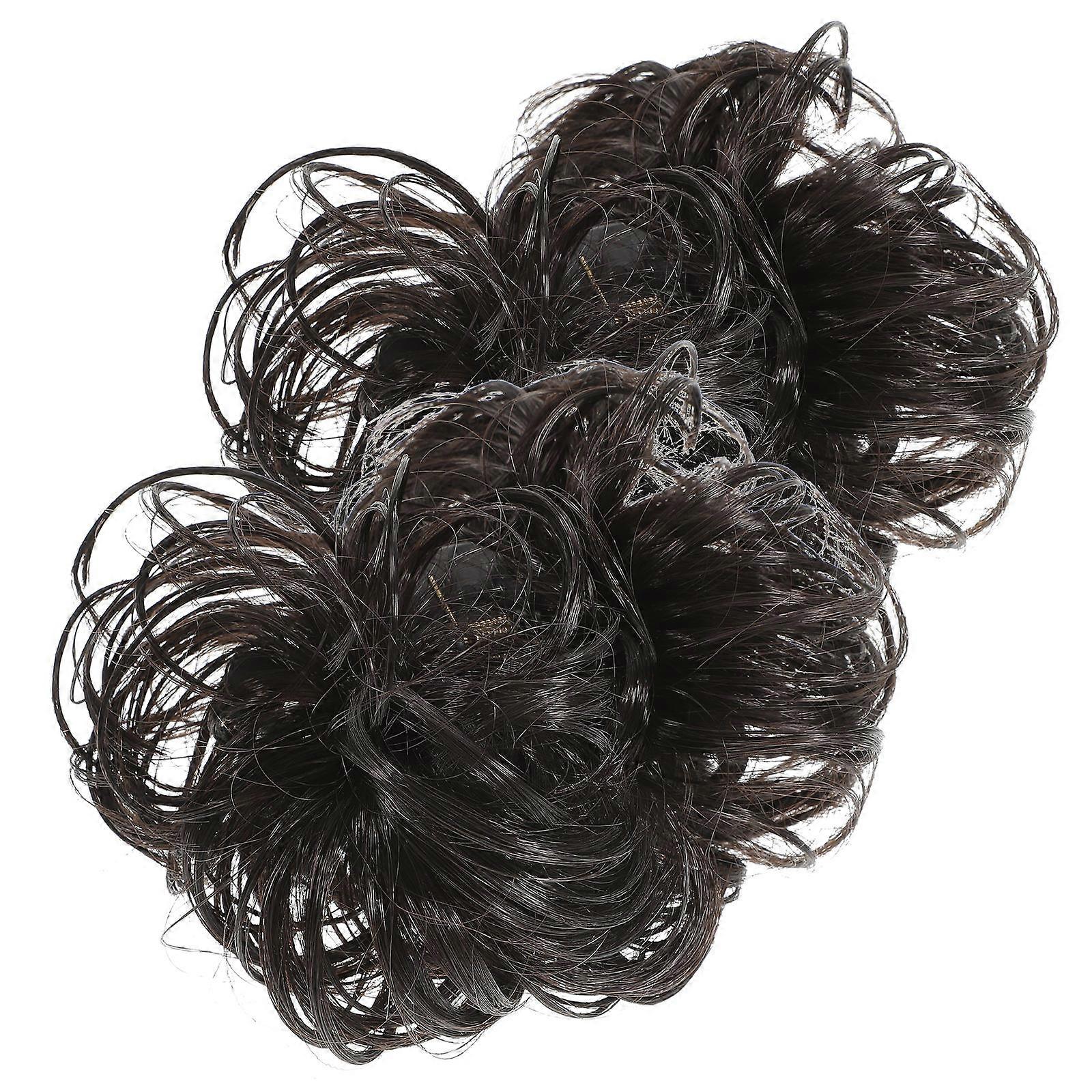 Wavy Curly Hair Bun Extensions For Ladies Suitable For Fashion Styling 5.11X3.93X1.97in 6 Pcs