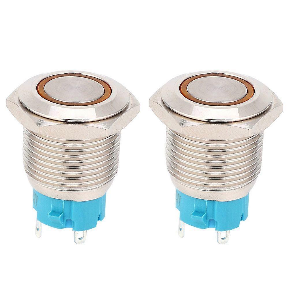 High quality  2pcs/pack 12~24VDC 16mm round lighted flat head self-locking 4-pin