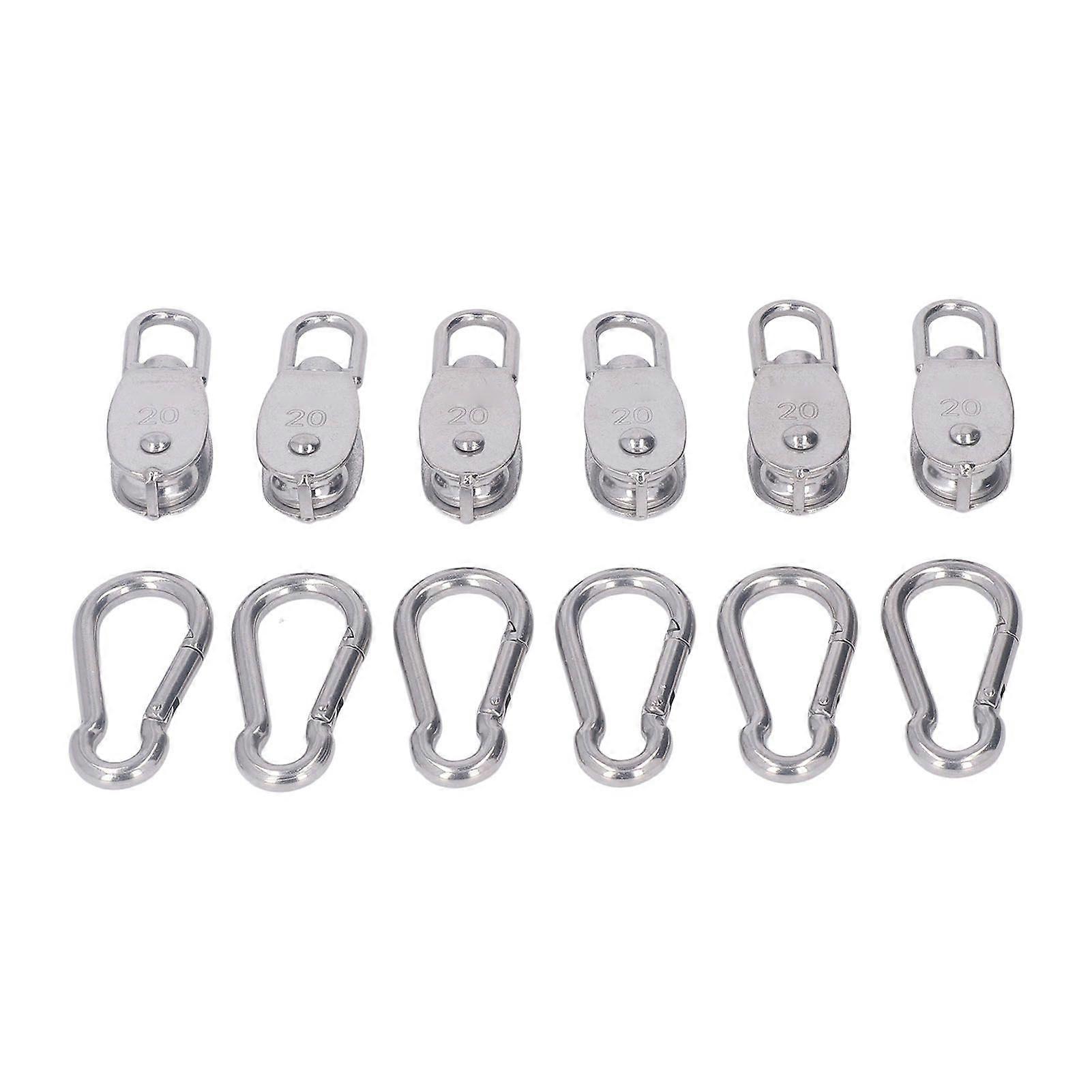 Högkvalitativ 6 stycken 304 rostfritt stål M20 enkel remskiva block vajer