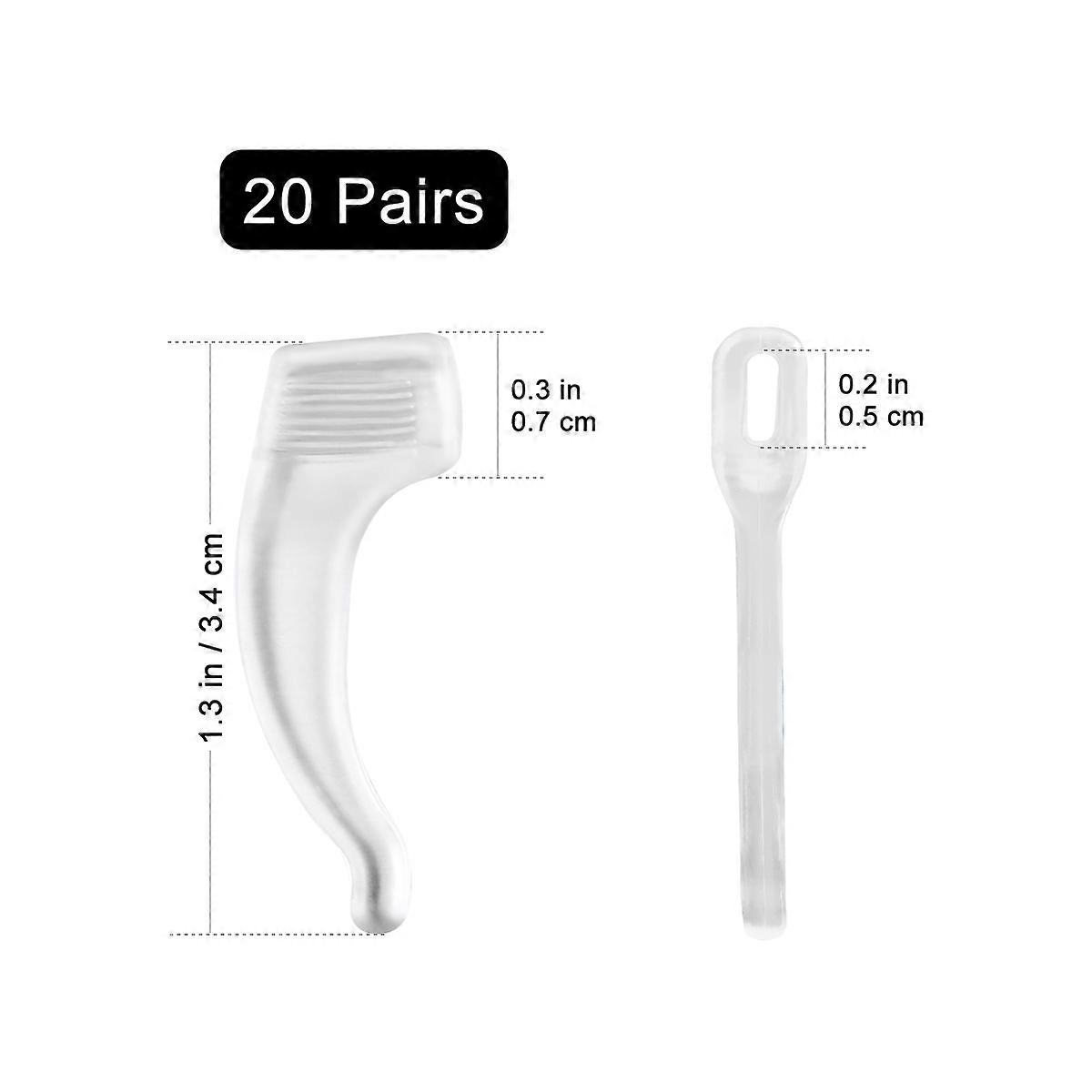 Eyeglass Protectors 20 Pairs Of Silicone Eyeglasses Anti-Skid Ear Pads For Daily Use Length 3.4Cm Transparent Durable Silicone Material