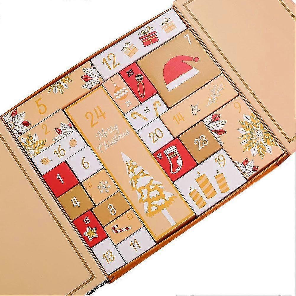 2025 Advent Calendar Boxes For Filling, 24-Fillable Countdown Boxes, Empty Yellow Biscuit Storage, Model Y1c6, 1-Pack