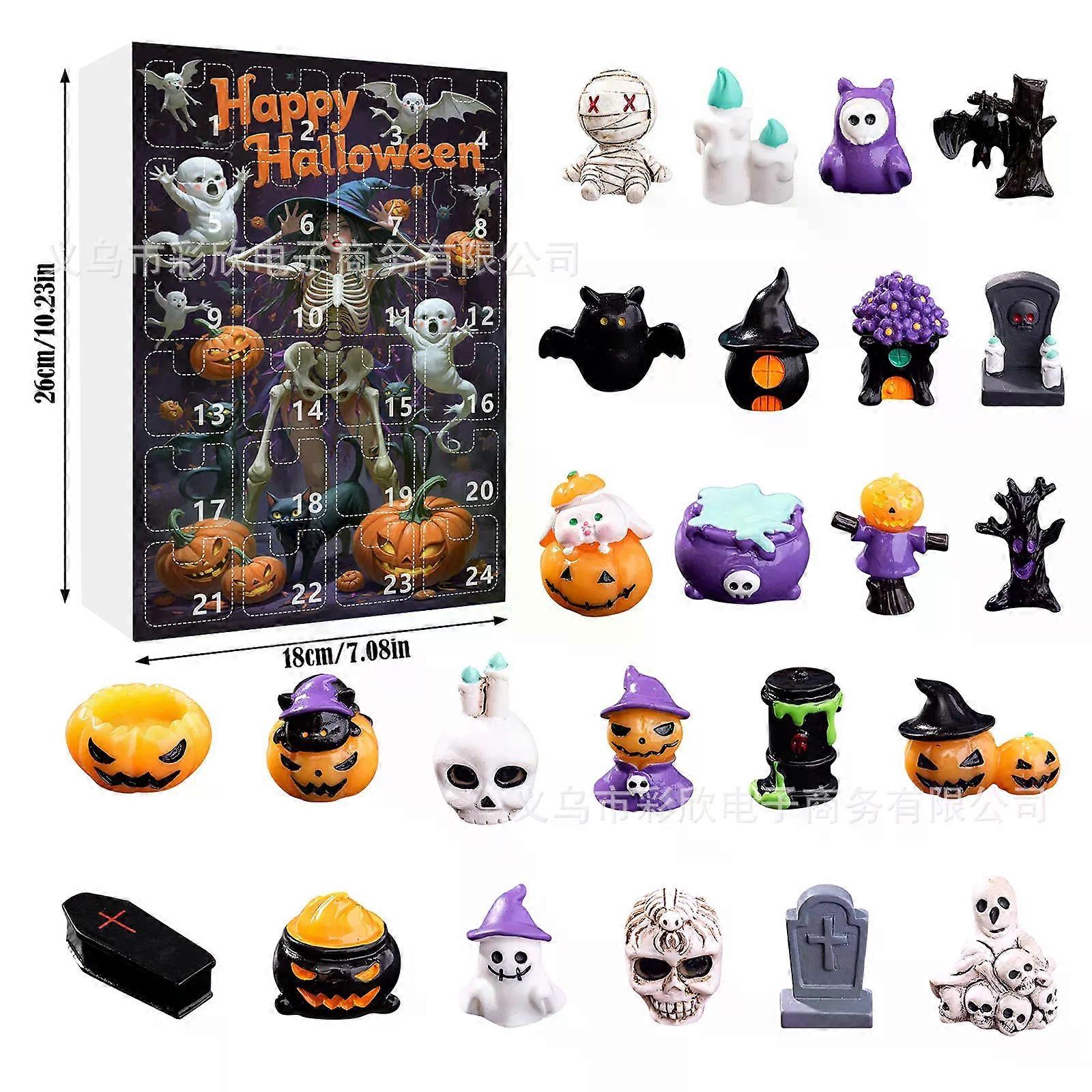 Halloween Advent Calendar 2025 Halloween Vacation Countdown Calendars Halloween Ornaments Gifts with Collectible Figures for Kid