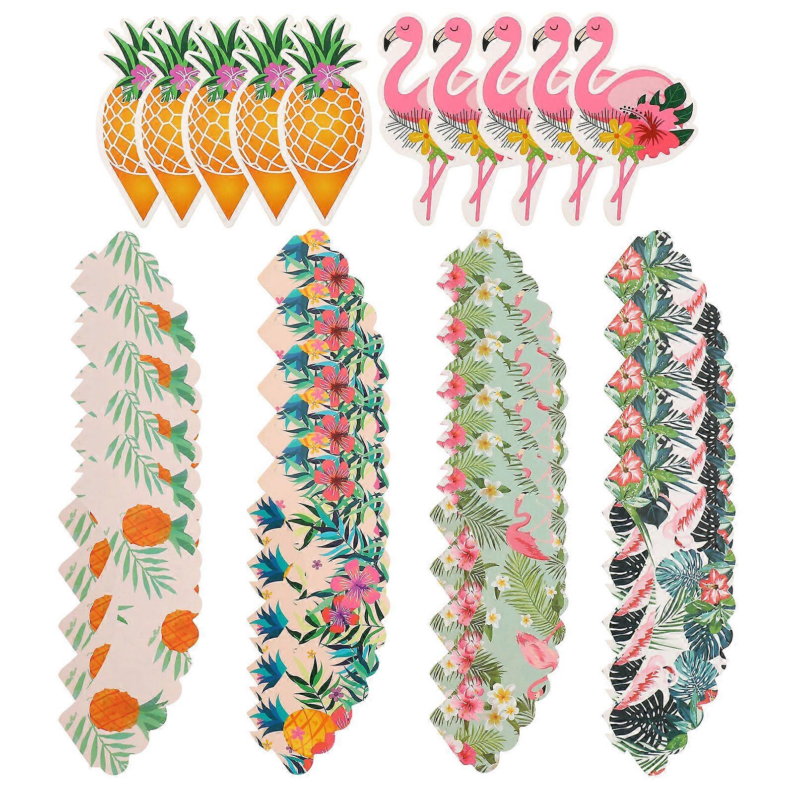 Hawaiian Party Cake Wrappers with Cupcake Toppers for 144Pcs