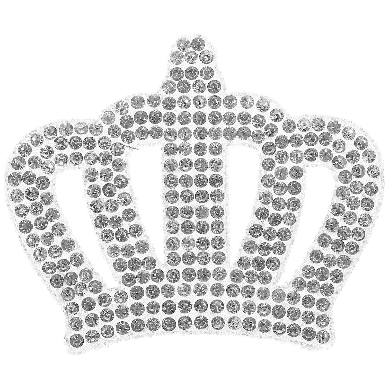 Car Rhinestone Sticker Crystal Crown Decal for Decor 2Pcs Silver
