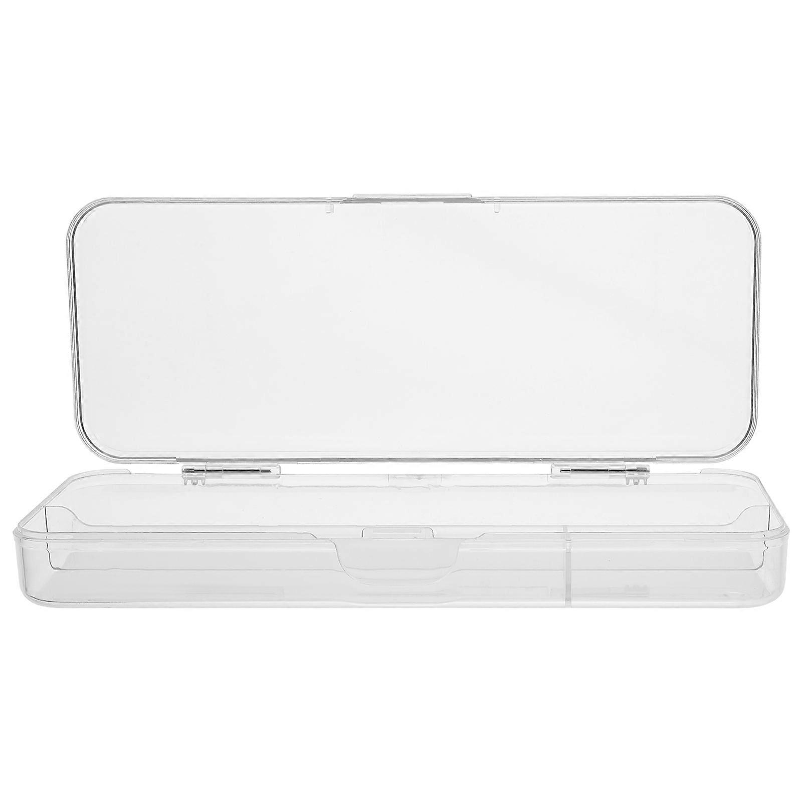 Transparent Pencil Case Rectangular Design For Students Office Workers Carry Markers 1Set