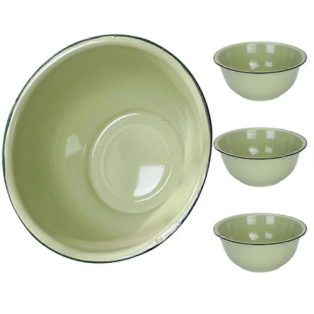 Vintage Enamel Basin Enamel Bowl for Storing 8Pcs Light Green Soup Mixing
