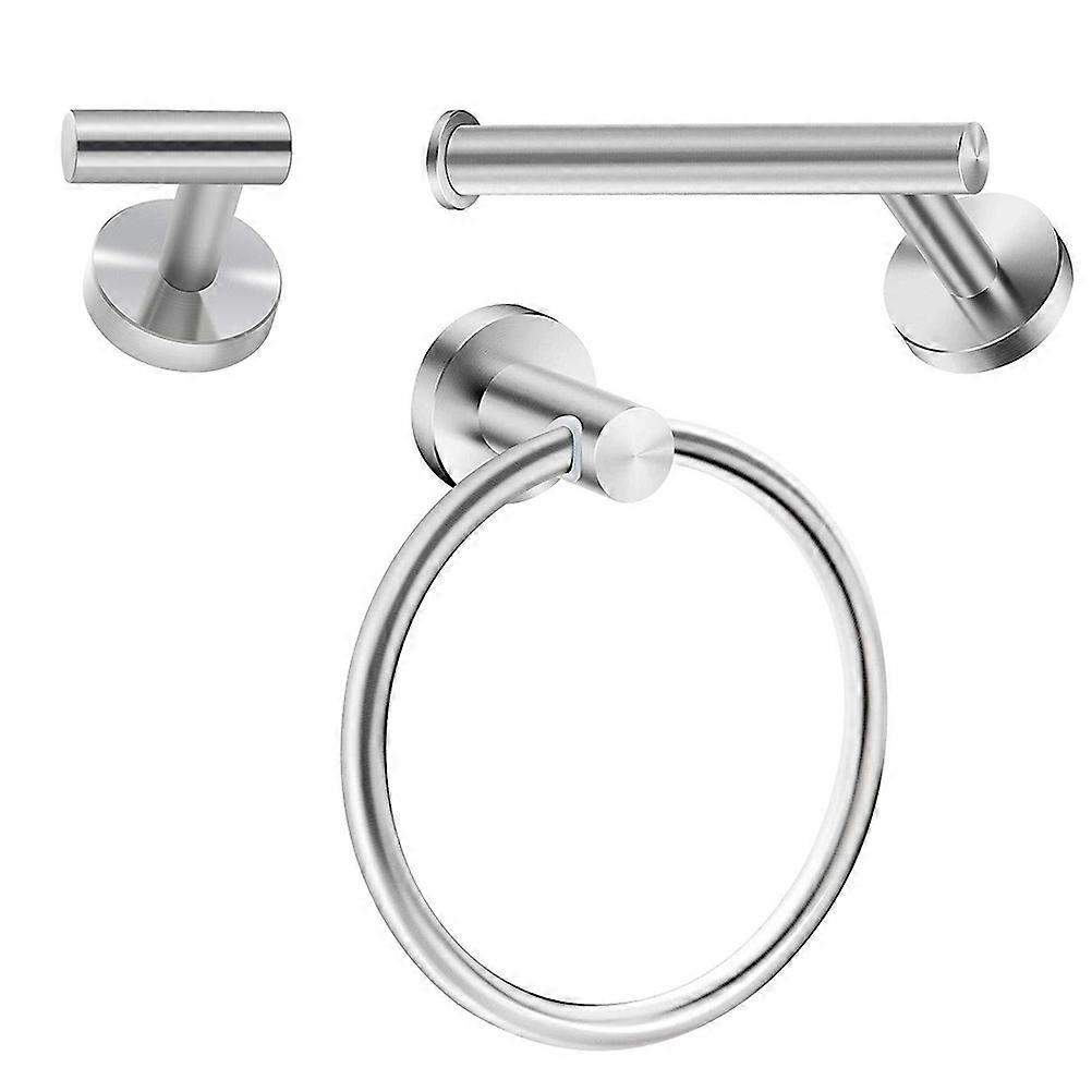 Bathroom Towel Ring Stainless Steel Silver Holder Set 6Pcs