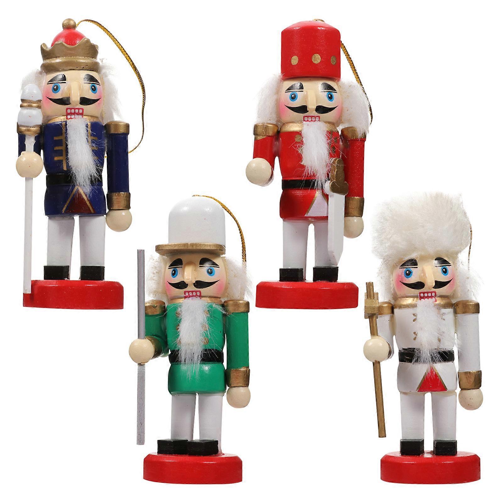 Wood Walnut Soldier Nutcracker Puppets for Decoration 8Pcs Showcase Hanging Decor