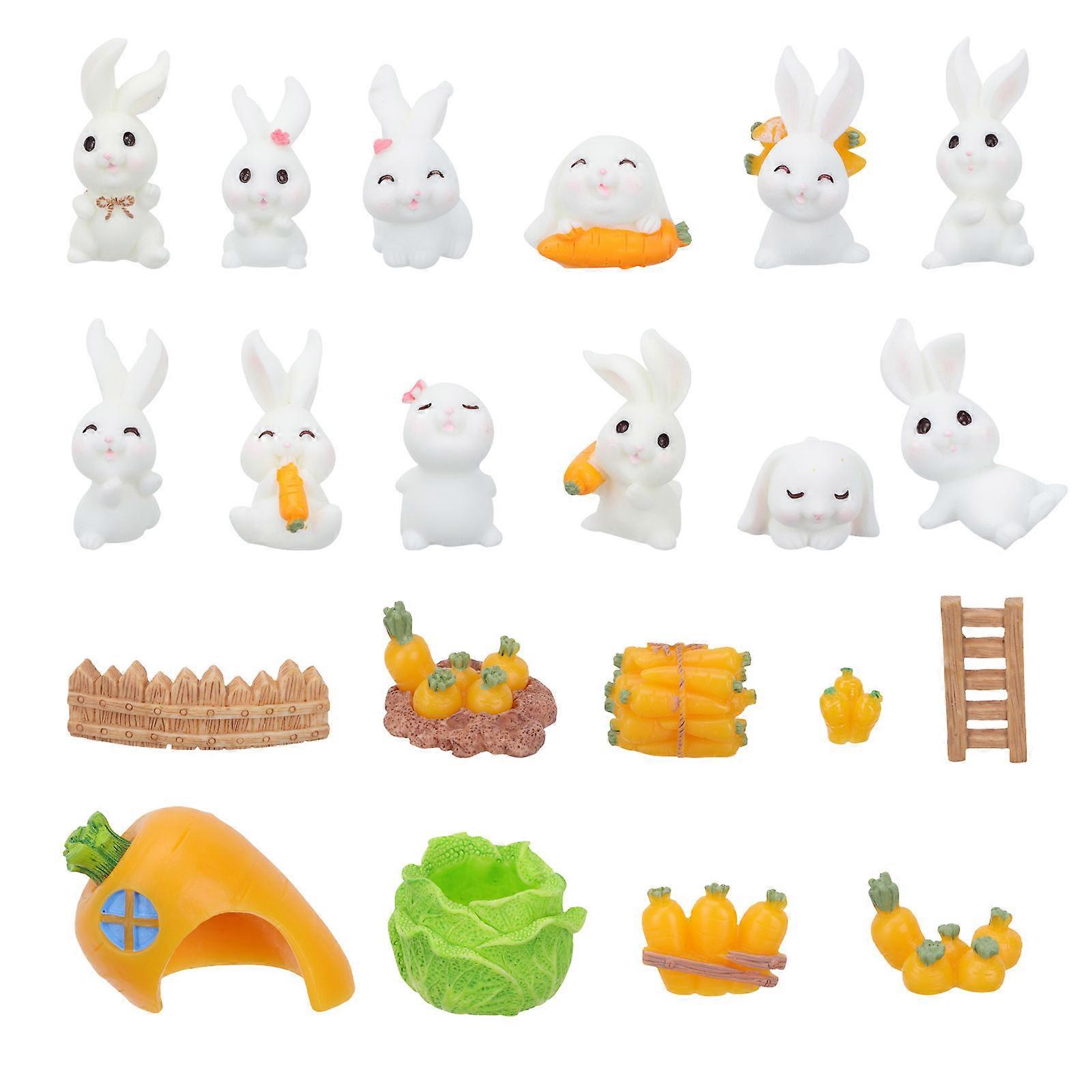 Micro Rabbit Ornaments Creative Carrot Figures for Decoration 42Pcs