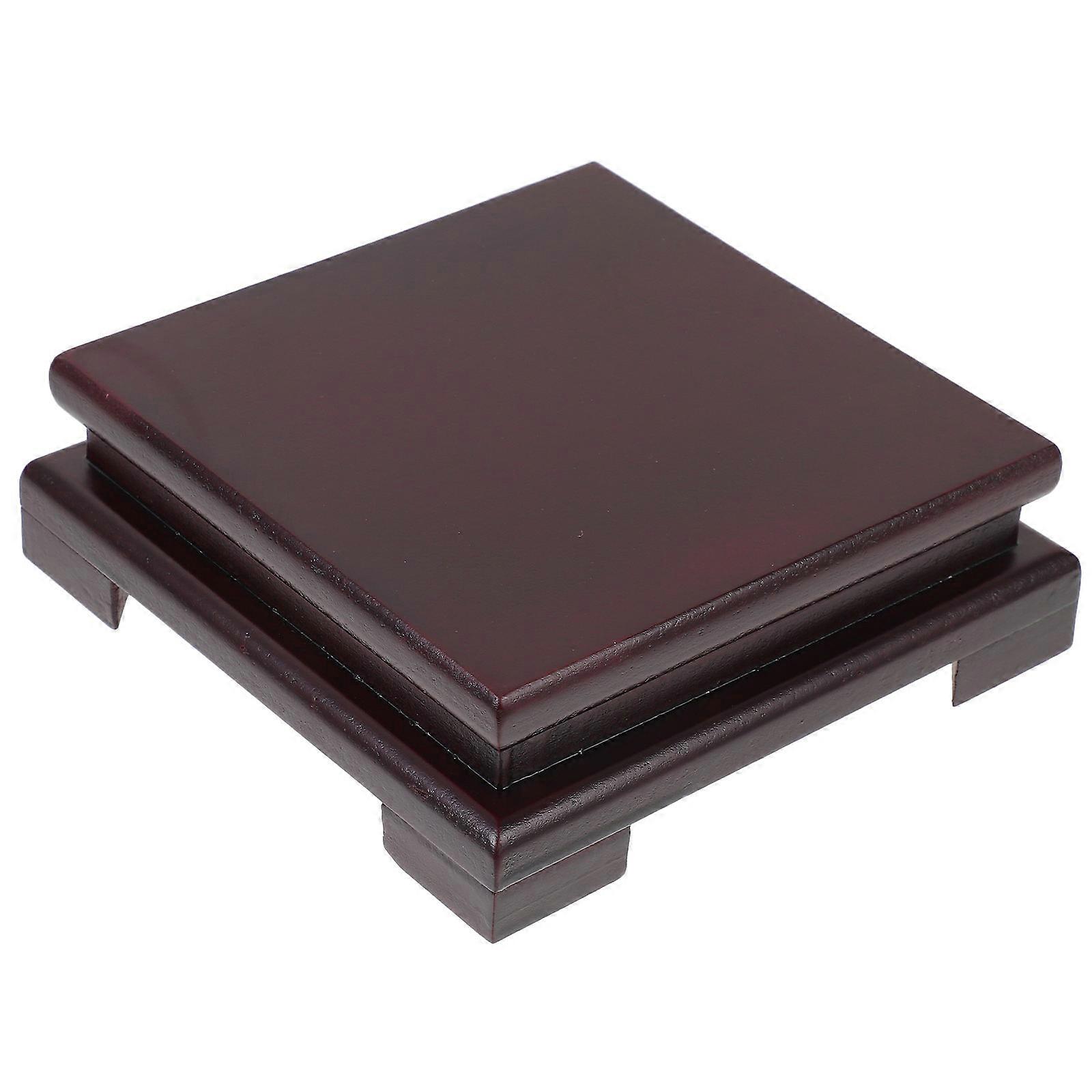 Wooden Display Base for Home Decor 2Pcs Dark Red Vase Decorative Rack