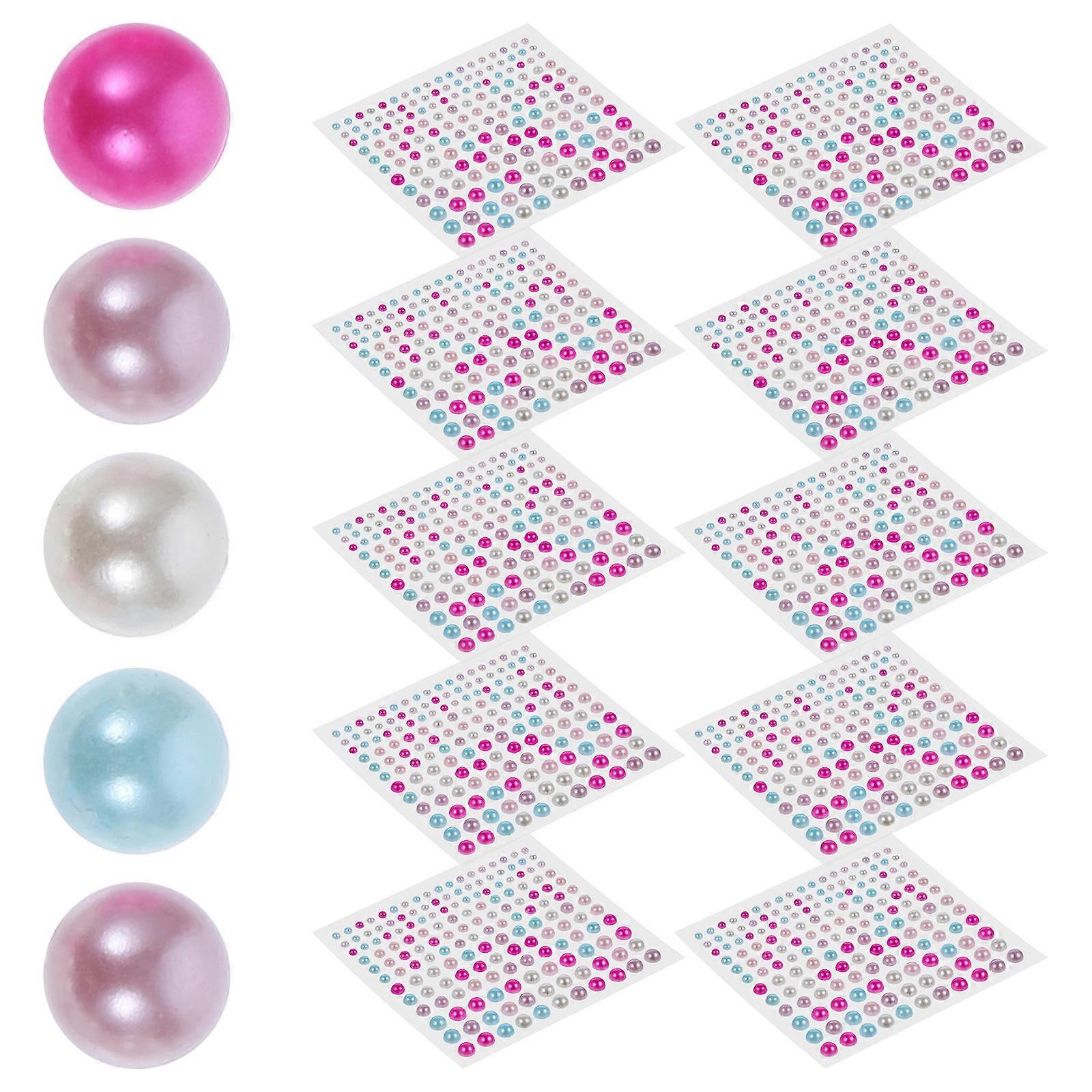 Pearl Stickers for Face DIY Crafts Self Adhesive 50 Sheets Assorted Color