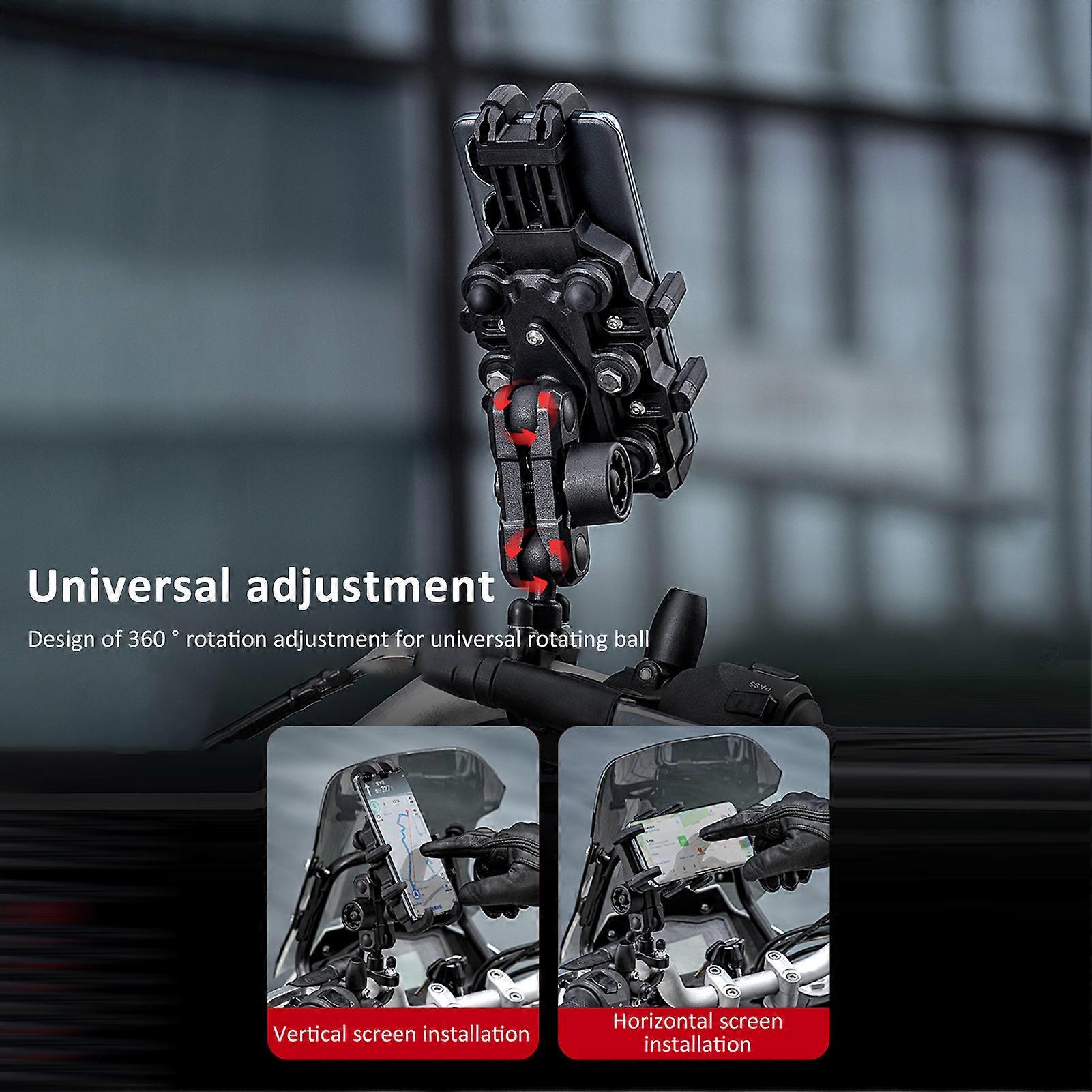 Anti-theft motorcycle phone mount for secure 360° rotation on handlebars