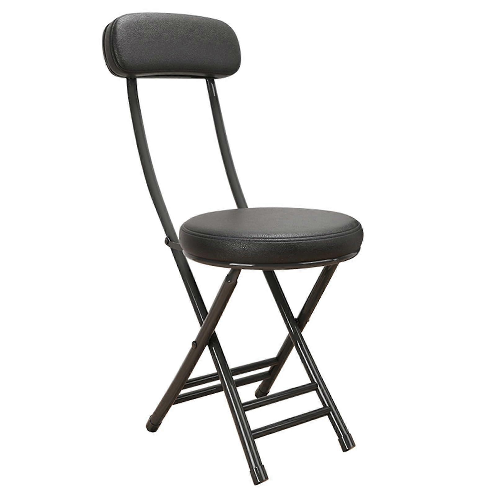 Padded Folding Chair With Backrest For Indoor Outdoor Use Black Upholstered, Durable, Versatile Guest and Event Stool