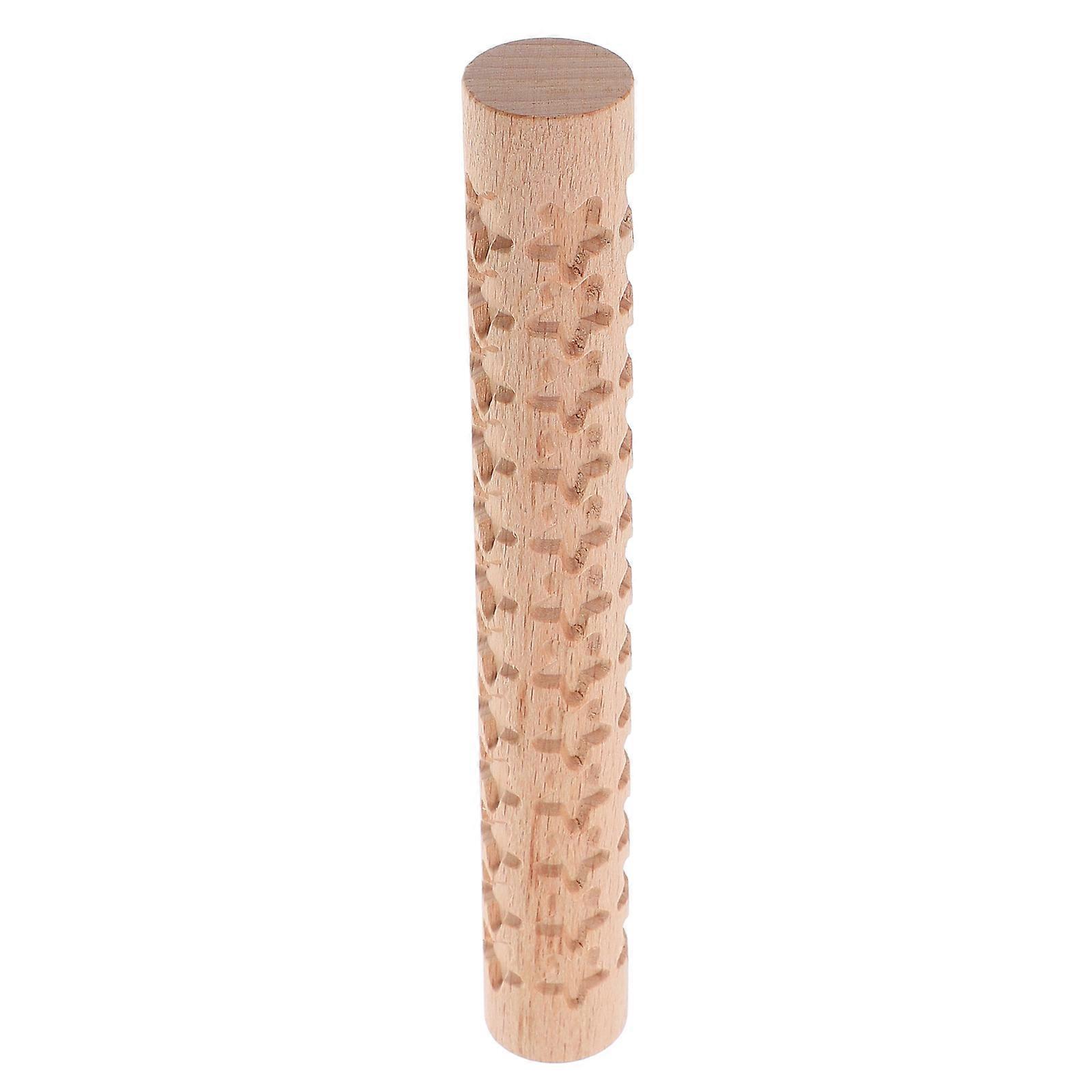 Wooden Cookie Rolling Pin for Baking with Embossed Pattern 4Pcs