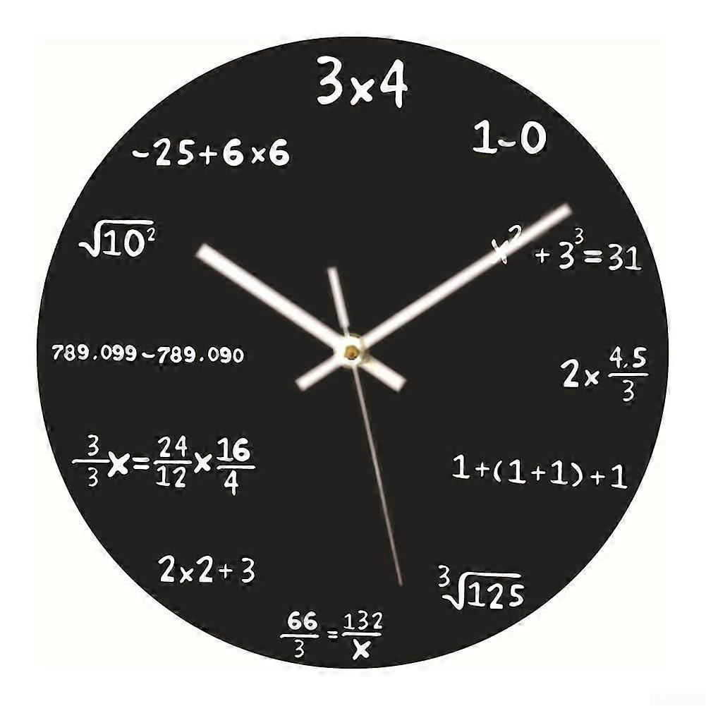 Contemporary Wall Clock With Mathematical Equation Hours For Math And Science Professionals 3x4 Black Bottom
