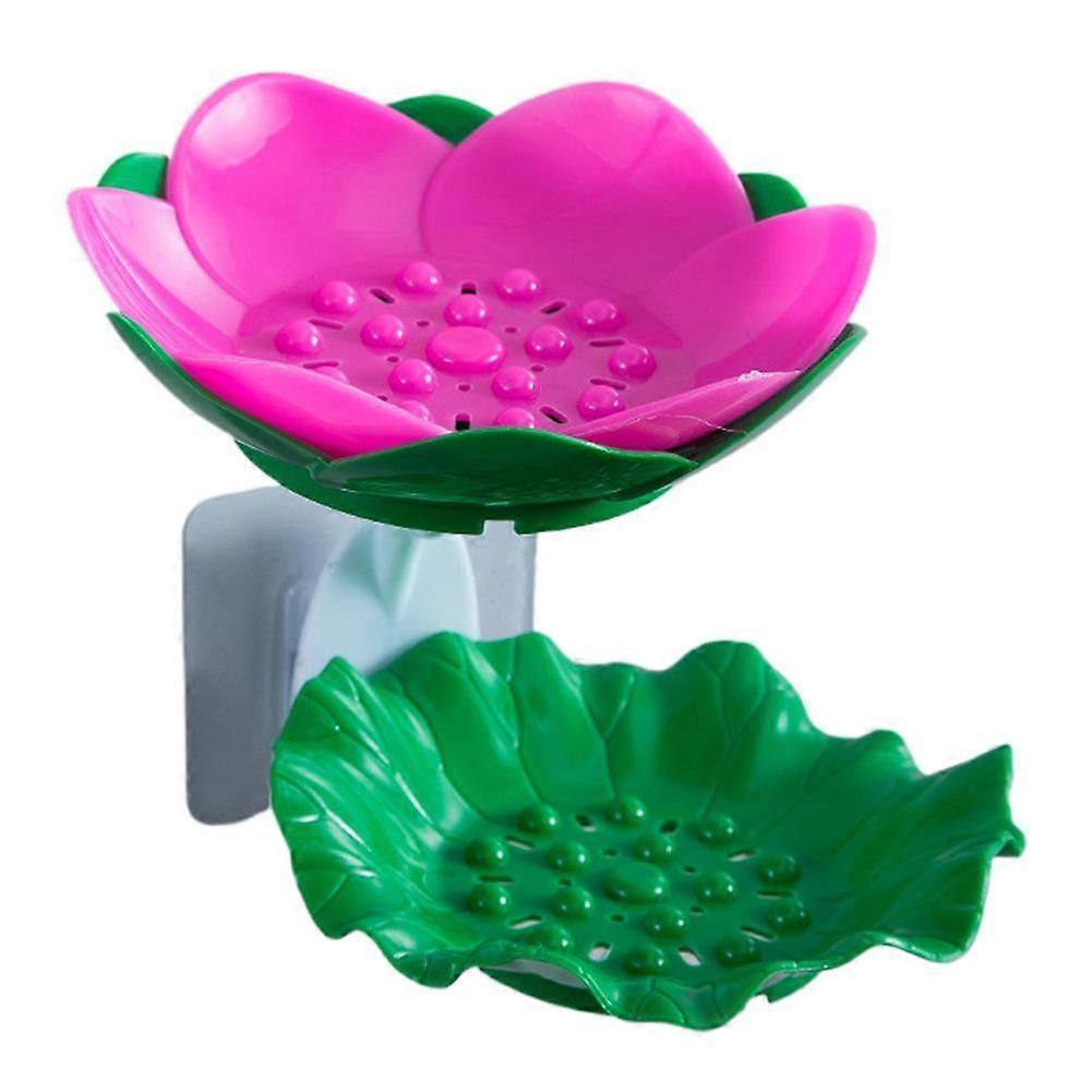 Soap Dish Flower Shape No Punching Wall Mounted Double Layer Drain