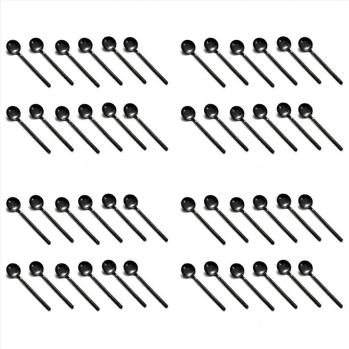 Mini Coffee Spoons Black Plated for Dessert Ice Cream Cake Set of 12
