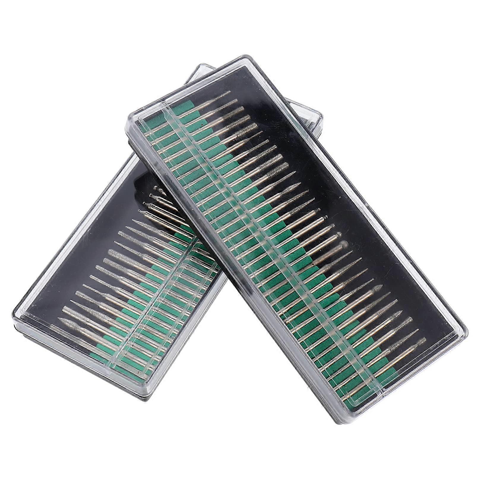 60pcs Diamond Point Burr Bits For Rotary Tools Diamond Coated Burr Set For Wood Polishing And DIY Woodworking