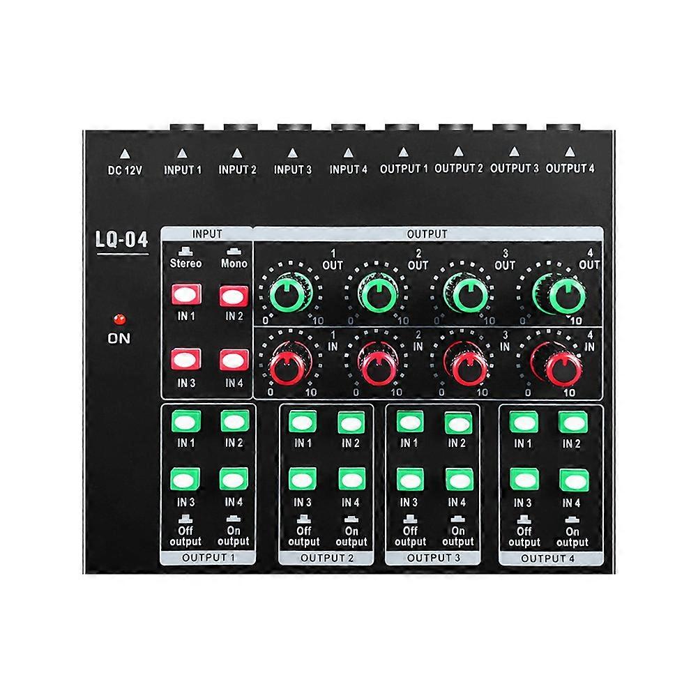 4-Channel Mixer 4-Channel Headphone Amplifier Sound Card Mixer Recording Interface for PC Mini Audio Mixer US Plug