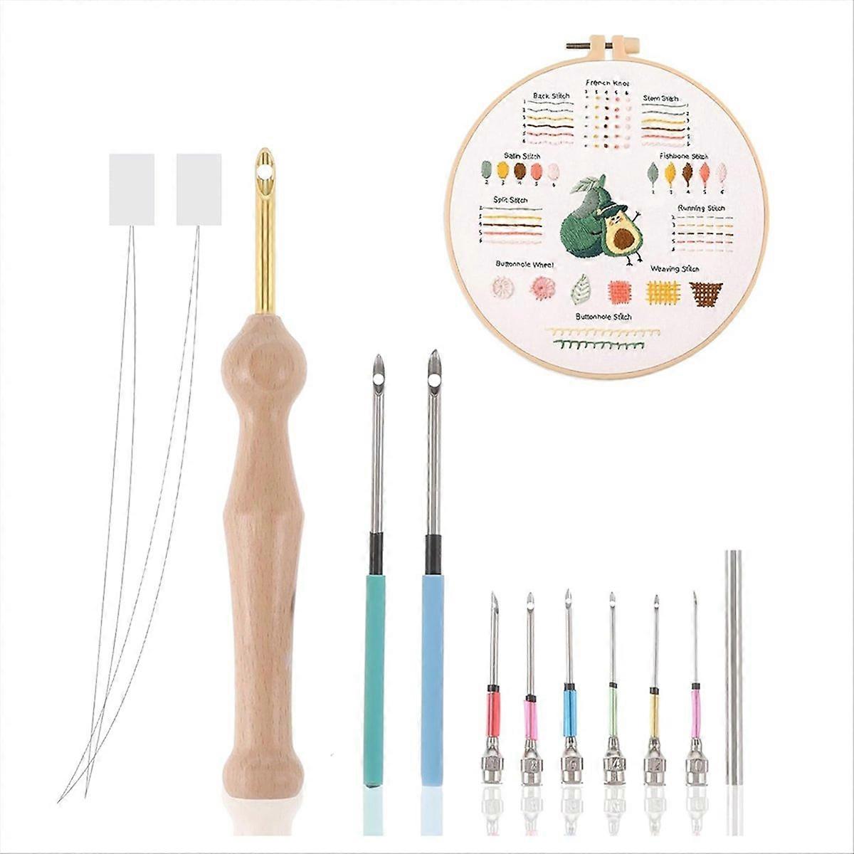 12Pcs Punch Needle Kit, Needles Punch Adjustable Punch Needle Tool