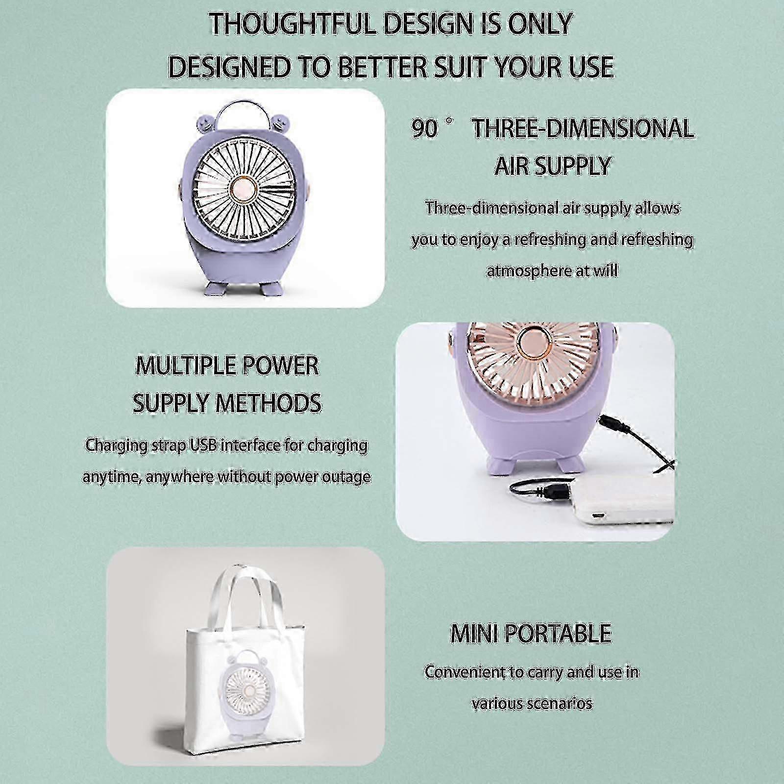 2023 Portable Soft And Cute Desktop Desktop Two Speed High Wind Charging Fan Dormitory Silent And Compact Fan