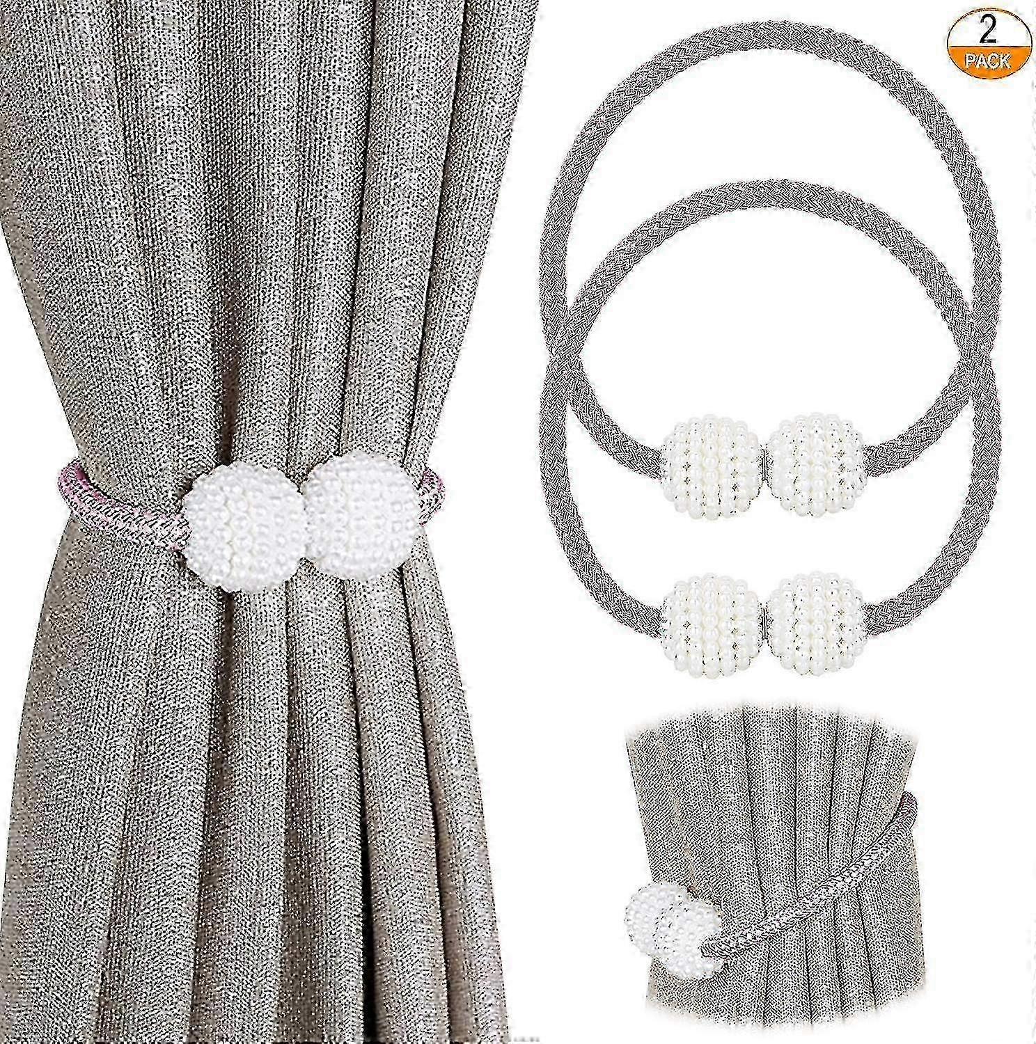 Set Of 2 Magnetic Tiebacks For Small, Thin Or Transparent Curtains Tieback: Pink.
