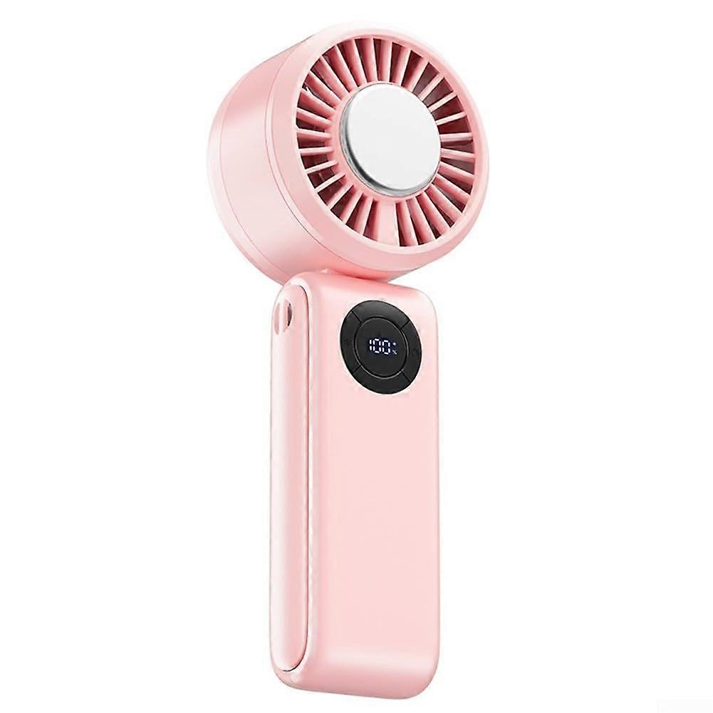 Handheld Portable Cooling Fan With Semiconductor Technology Rechargeable USB Charging Display Foldable Pink