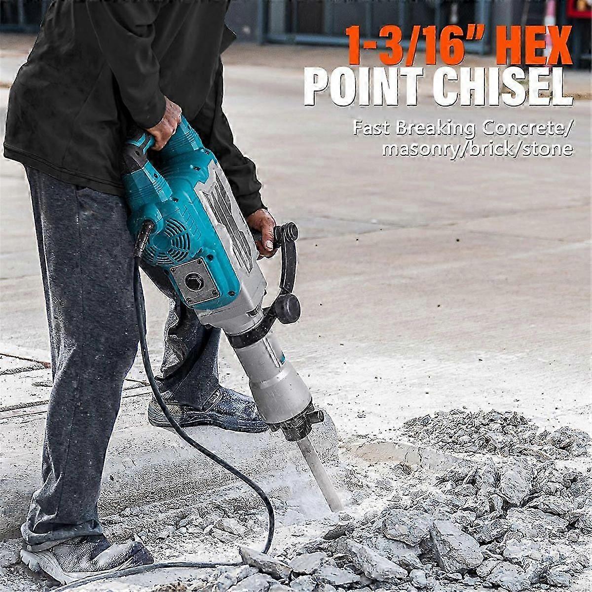 2-Piece Hex Chisel Set (1-3/16") for Demolition Jack Hammer - Point & Flat Tips