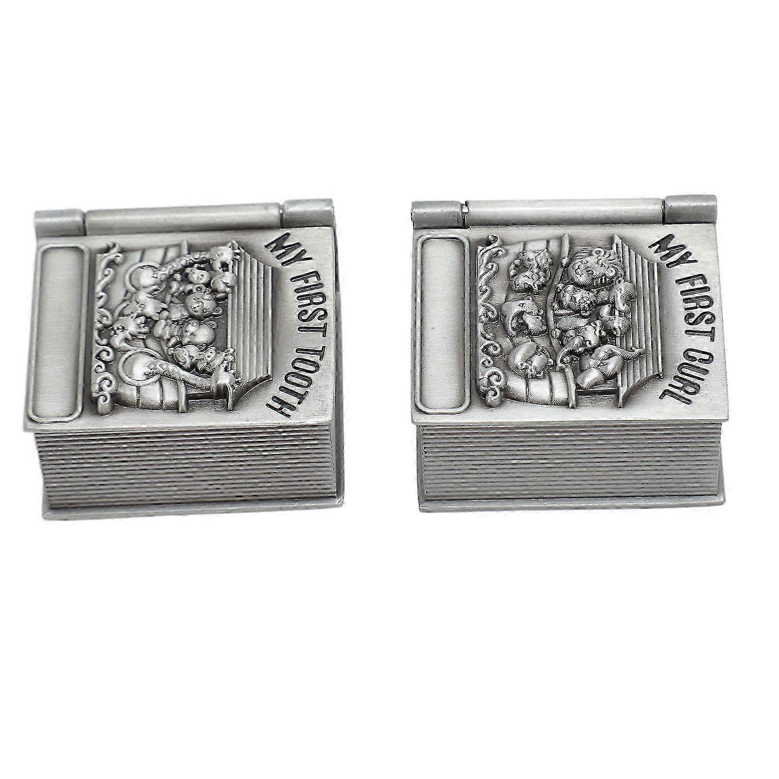 First Tooth and Curl Keepsake Box Set Zinc Alloy Soft Velvet Lining Baby Tooth and Hair Storage Box