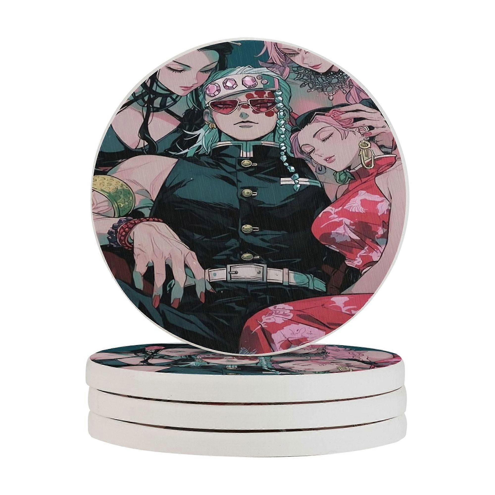 Demon Slayer Absorbent diatomaceous earth coaster, odorless diatomaceous earth non-slip insulation protects the table top from damage One Size