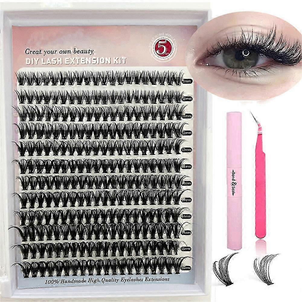 DIY Lash Extension Kit Individual Lashes Cluster D Curl Eyelash Extension +Tools