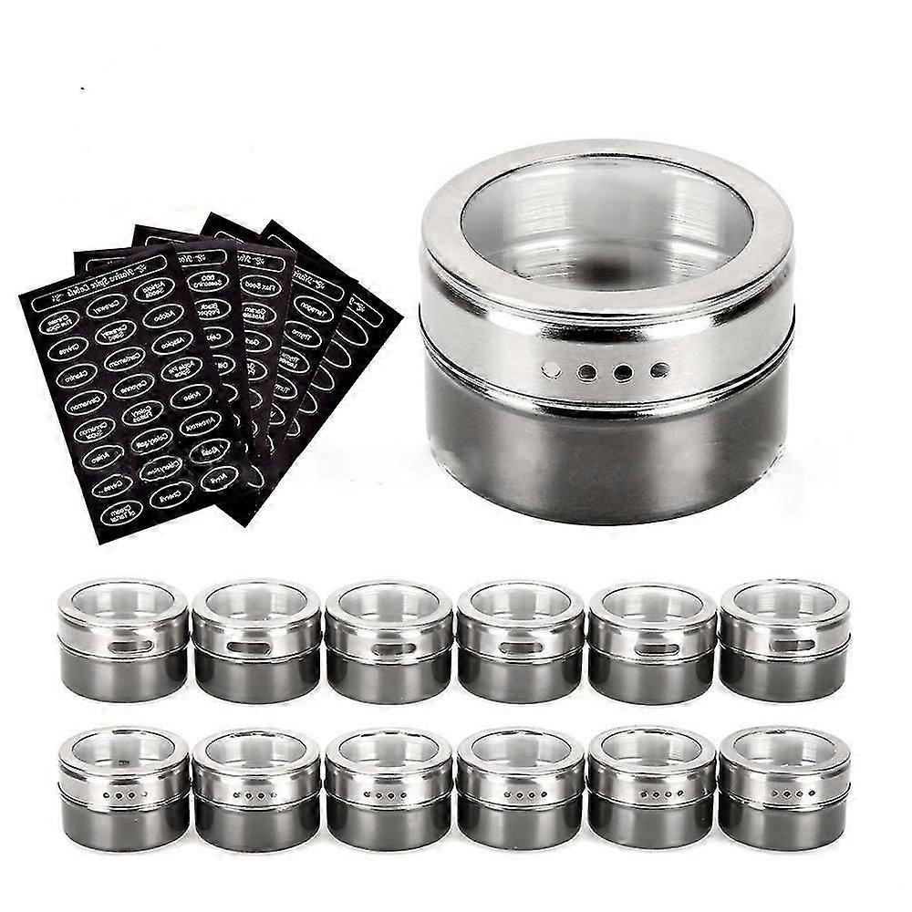 Magnetic Spice Tins And Labels 12 Pcs