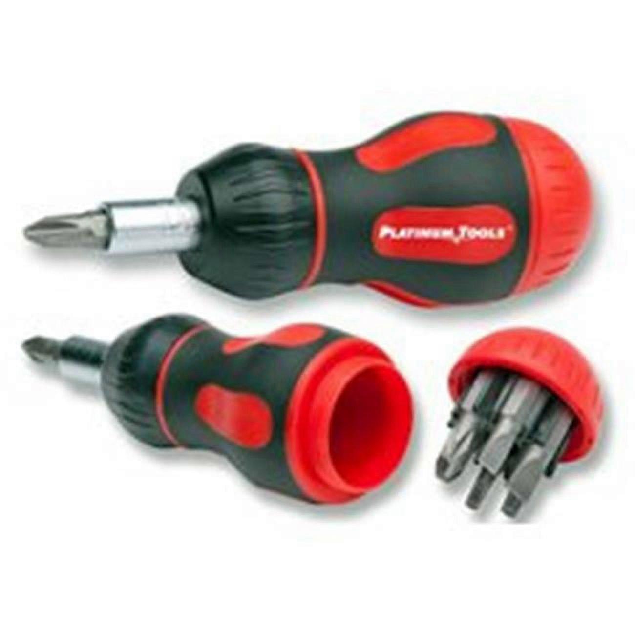Platinum Tools 19120C 8-in-1 Ratcheted Stubby Screwdriver