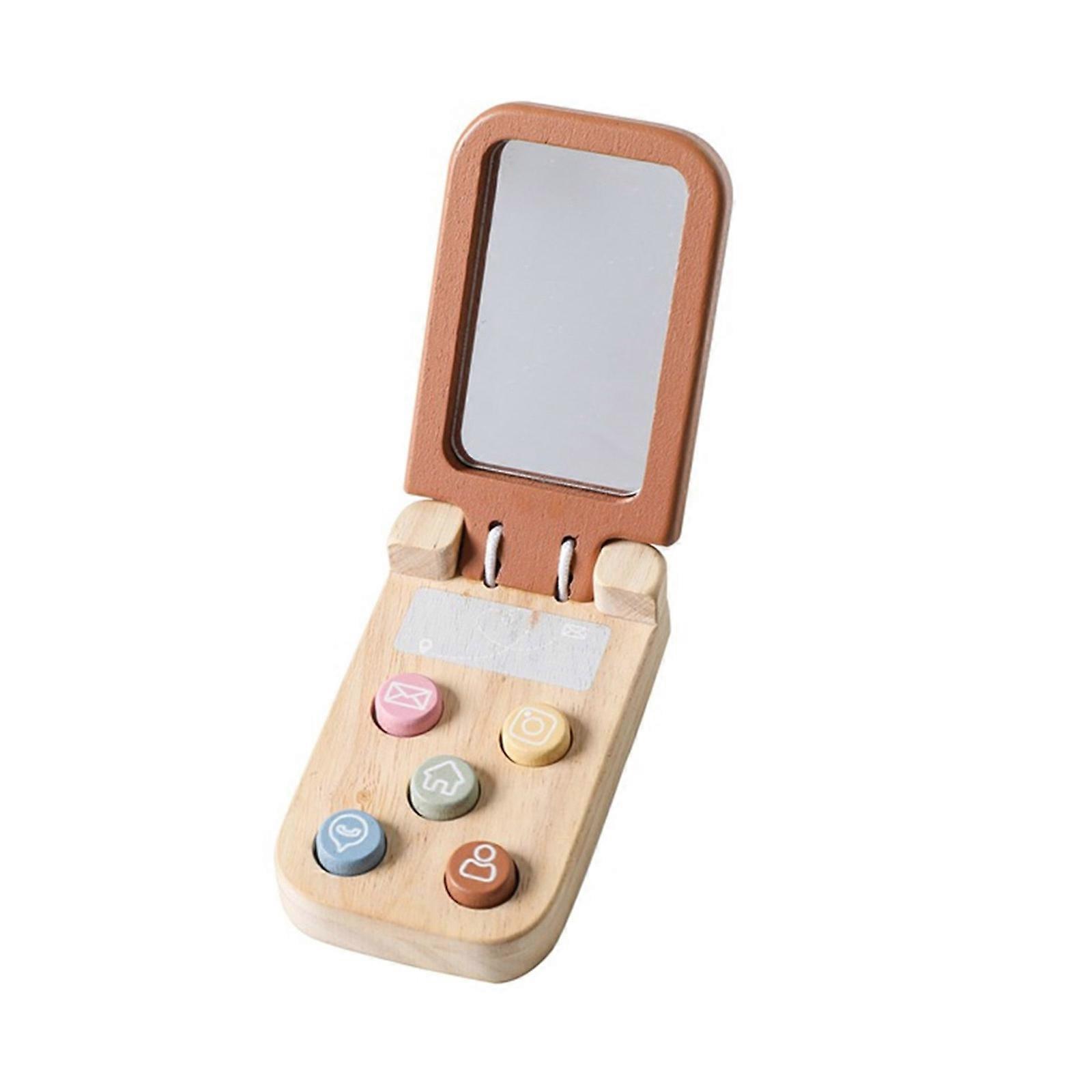 Portable Bear Shaped Flip Open Phone Wooden Learning Toy For Children Ages 3+ Sensory Exploration Activity Multicolor