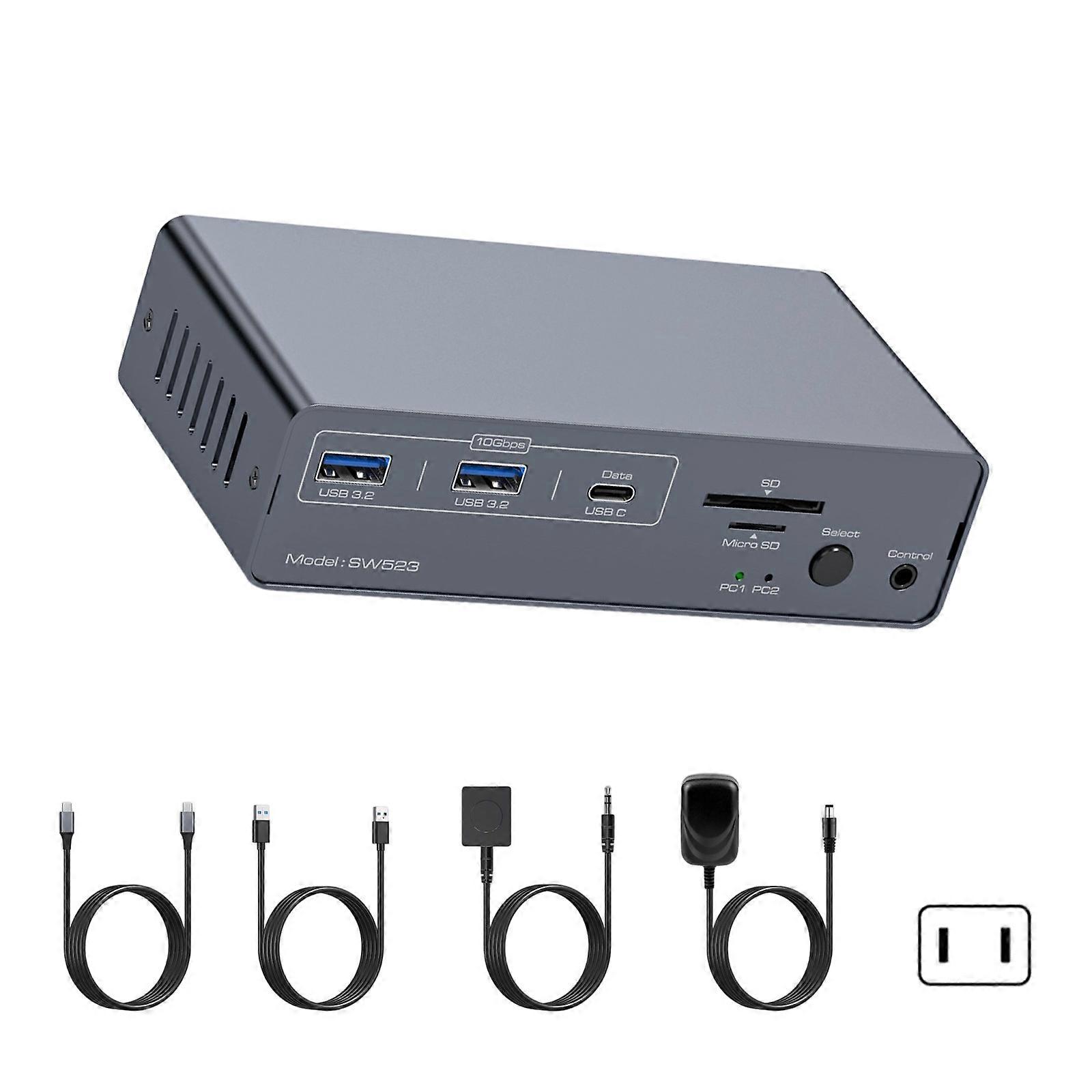 KVM Switcher Dock Supports 4K120Hz Double Displays And 10Gbps Data Transfer KVM Switcher for Laptop Share Key Mouse Multicolor