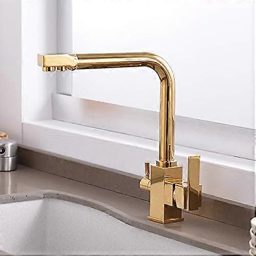Kitchen Faucet 3 Way Drinking Water Filter Tap 360 Swivel Dual Handle Deck Mount Retro Style