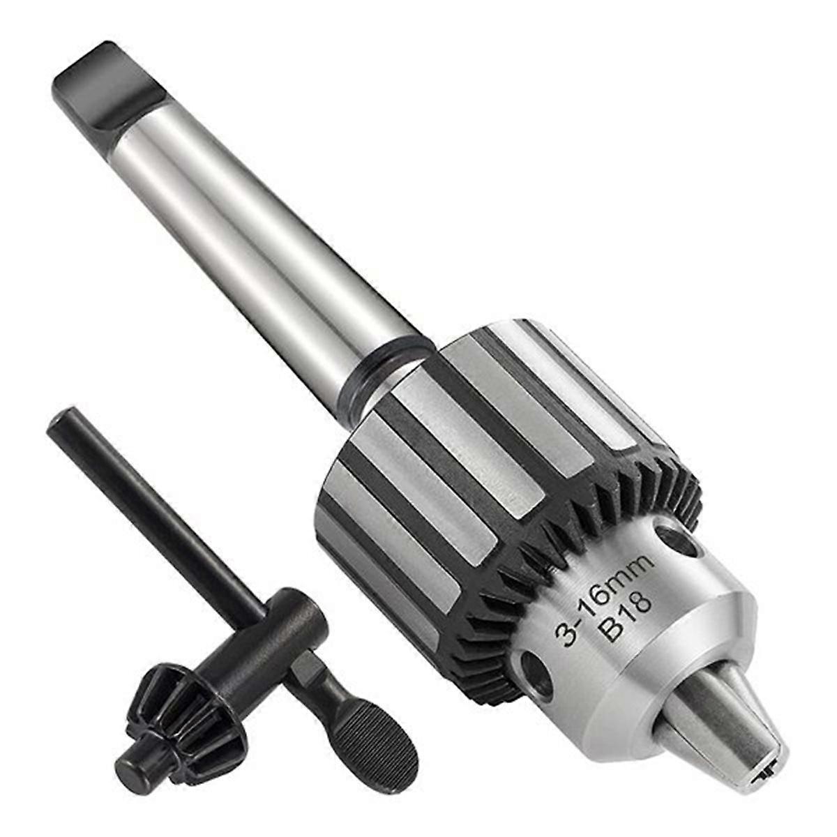 3-16mm Drill Chuck with Key for Woodworking with Morse Taper Arbor MT2 B18 Mount 3-16mm,Portable Dri