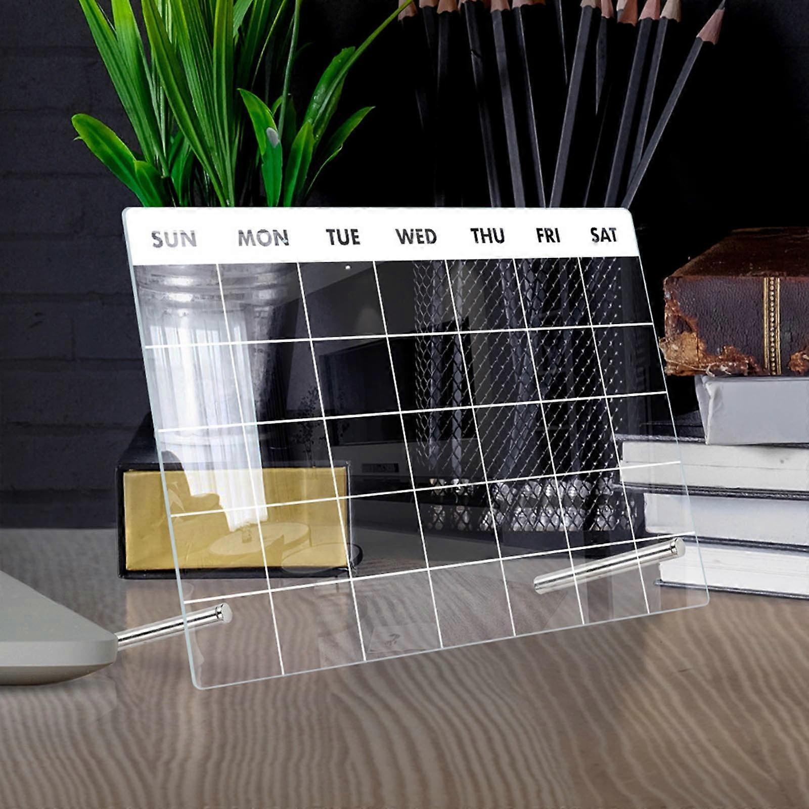 YiFudd Acrylic Desktop Week Plan Memo Board Erasable Transparent Message Writing Board Memo Reminder Display Board/3ml Marker