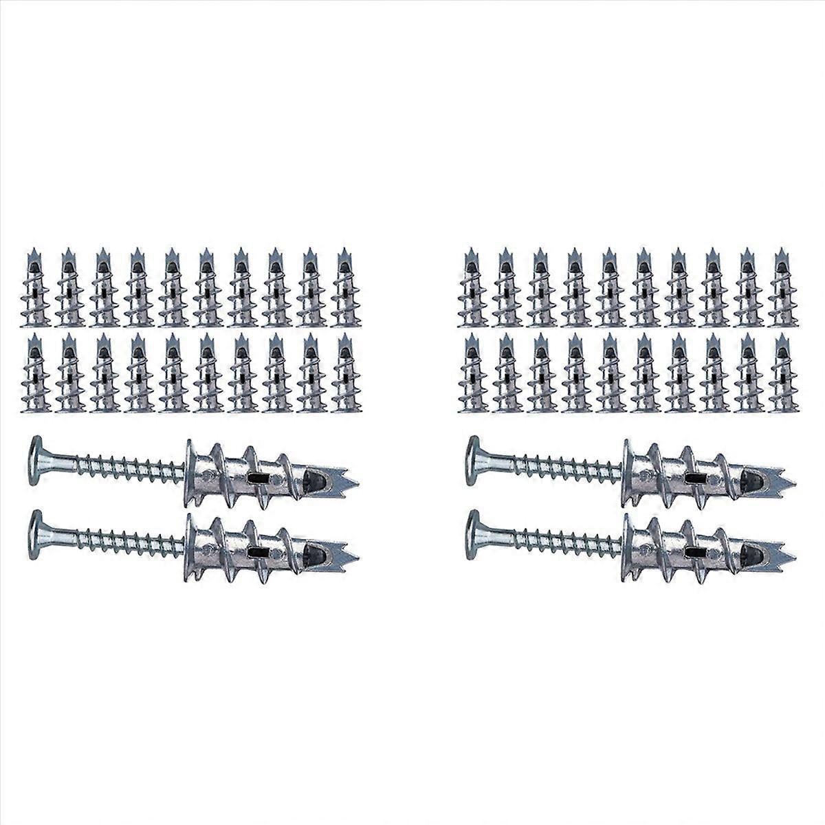 80 Pcs Metal Self Drive Anchor Plasterboard Dowels with Screws 4.5 x 35mm for Single-Layer And Doubl