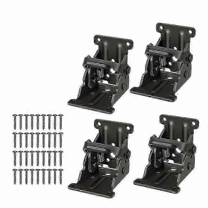 4-Pack Folding Brackets with Self-Locking Hinges, Support for Bed Legs and Extensions