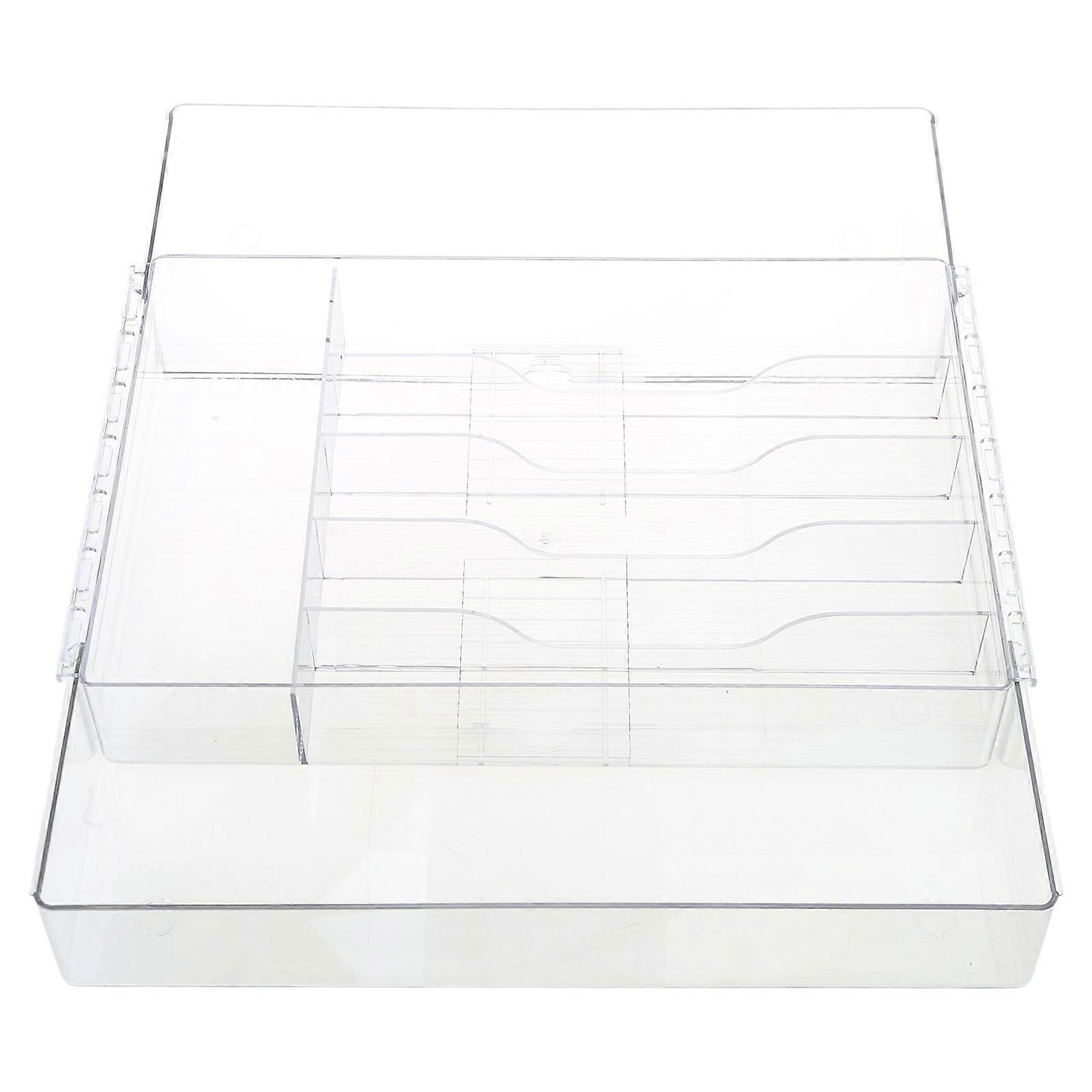 חיסכון במקום מגירת מטבח מחזיק סכו"ם עדין מגירת מטבח מארגני סכו"ם נוח תיבת אחסון סכו"ם שקוף