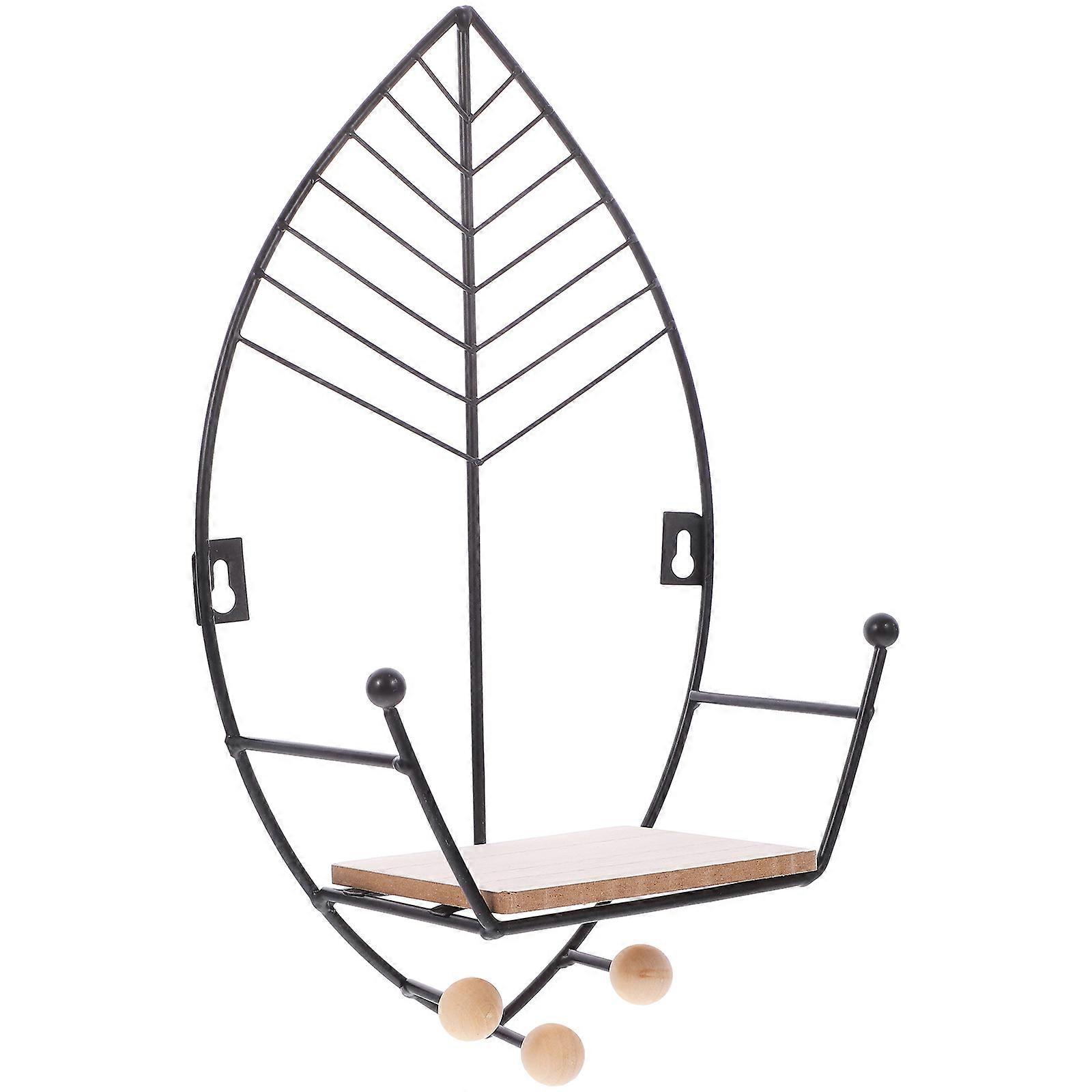 Floating Shelf Wall Storage Shelf for Home Use with Black Metal and Wood Design