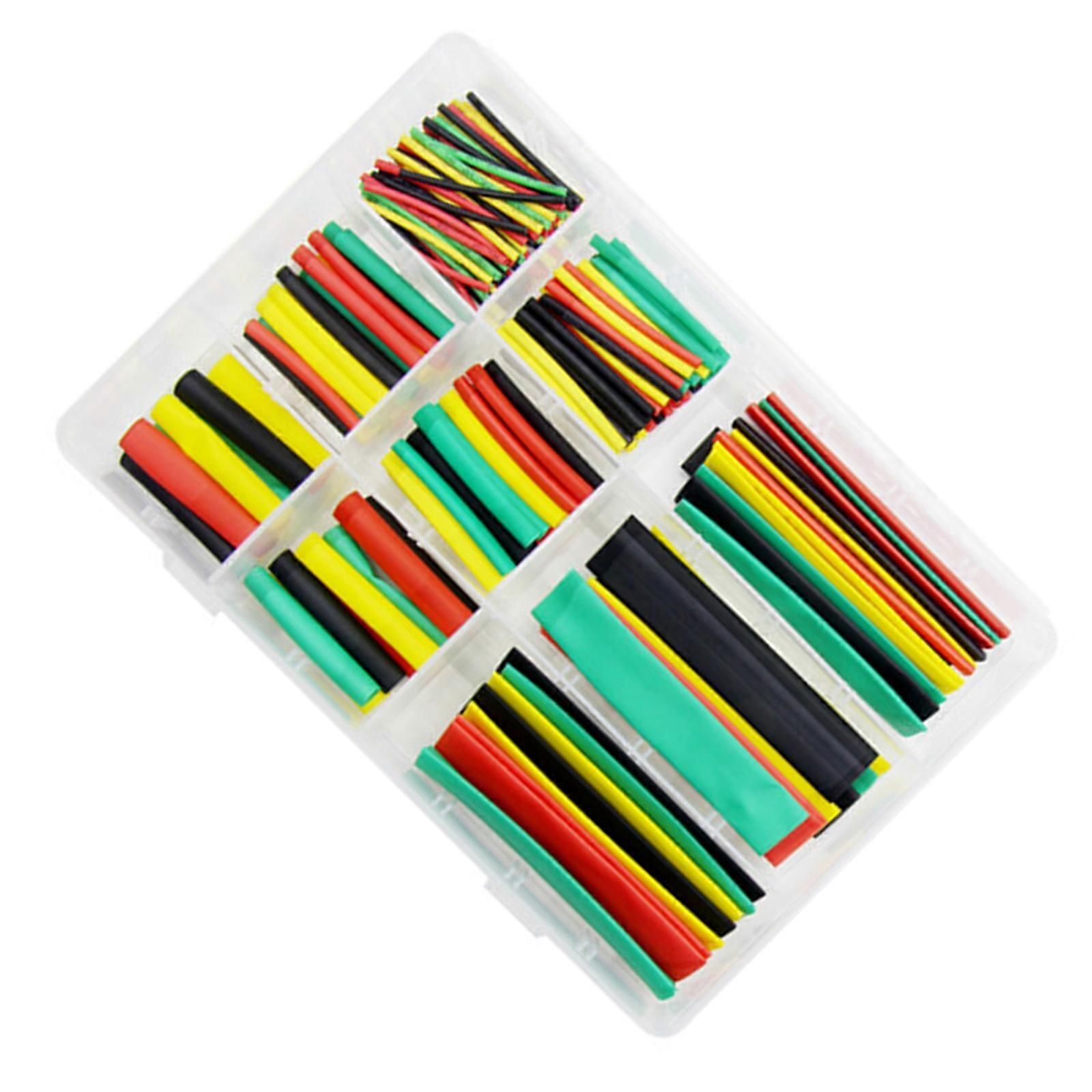 Kit de gaines thermorétractables de protection pour câbles, disponible en plusieurs tailles, pour une sécurité électrique renforcée. Étui inclus, multicolore.