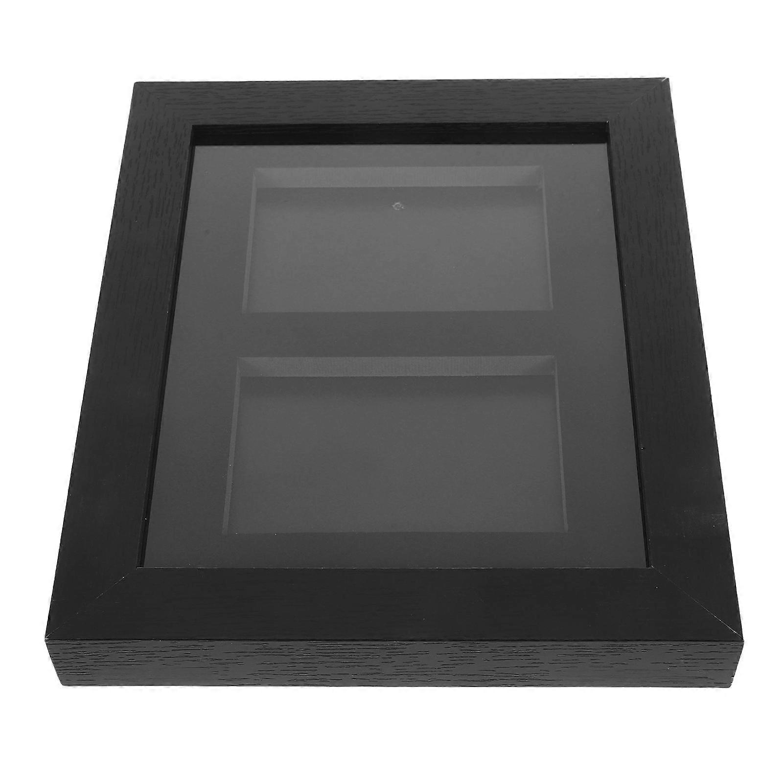 Baseball Card Display Frame Wall Mounted for Storage Use Black Wood Material