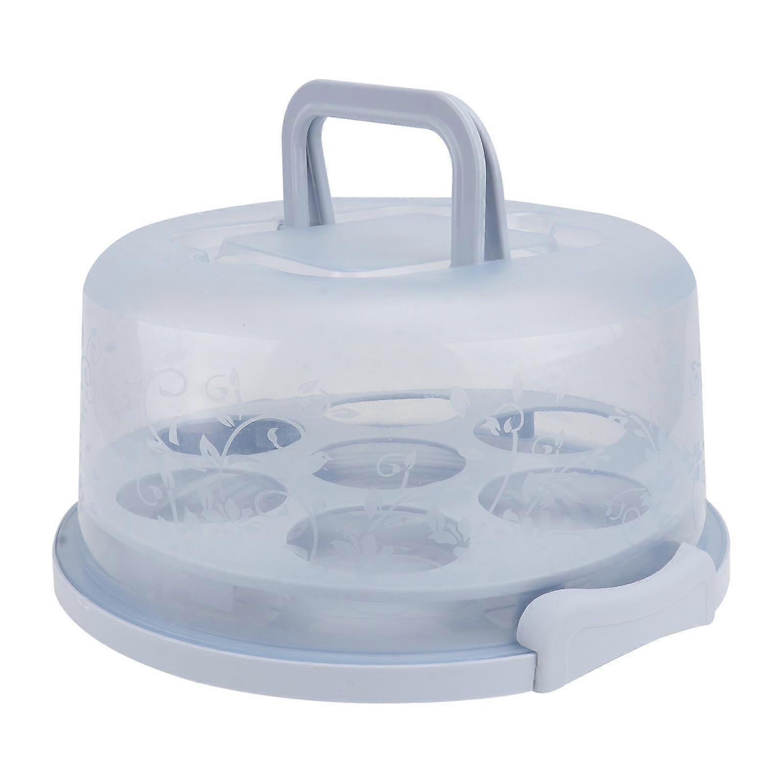Cake Carrier with Lid for Cupcakes and Cake Transport, Removable Compartments, Light Blue Storage Box