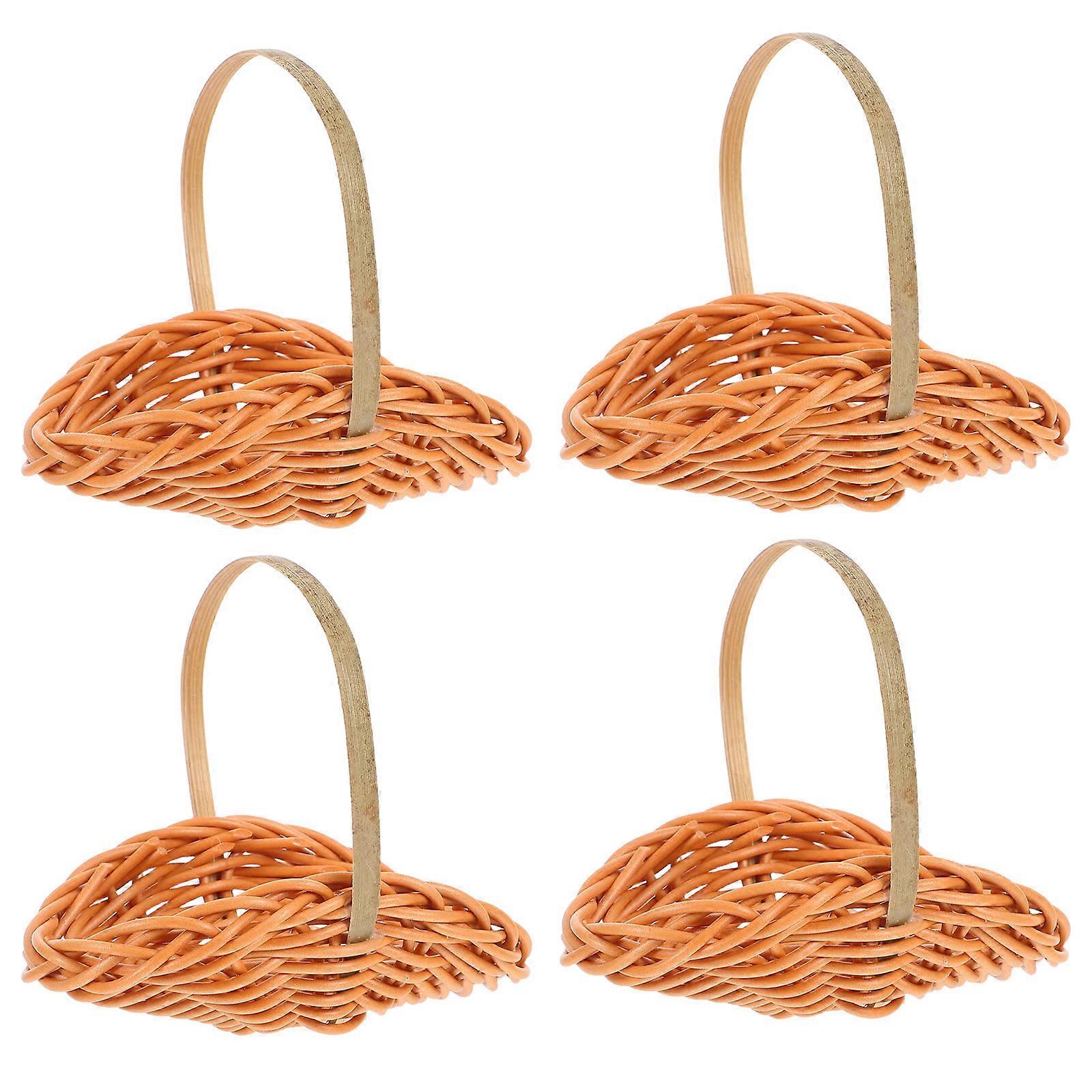 Handheld Mini Woven Basket 4Pcs with Handle for Wedding Decor
