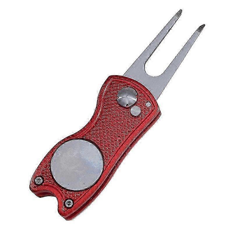 Repair Fork for Golf Course, 1pc Aluminum Alloy Divot Tool with Folding Spring Design