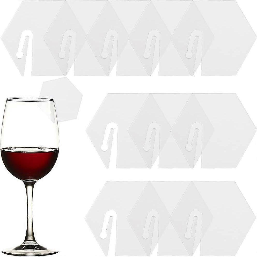 1 BOX 20PCS Acrylic Wine Glass Name Tags Party Drink Markers Funny Transparent Wine Stemless Glasses Tag Marker Blanks Identifiers Bulk for Wedding Bi